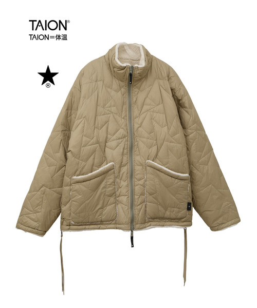 TAION(タイオン)の「【TAION】MILITARY STAR★ QUILTING & BOA REVERSIBLE STAND JACKET(UNISEX)(ダウンジャケット/コート・レディース・ブラック/ベージュ/オリーブ・MEDIUM/SMALL)」の2枚目の写真