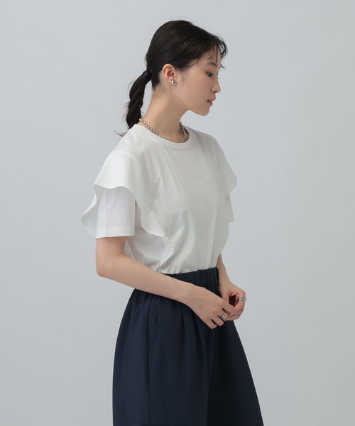 LEPSIM（レプシィム）の「ピグメントフリル5分袖プルオーバー　574404（Tシャツ/カットソー・レディース・オフホワイト/チャコールグレー/グレイッシュベージュ・FREE）」の5枚目の写真