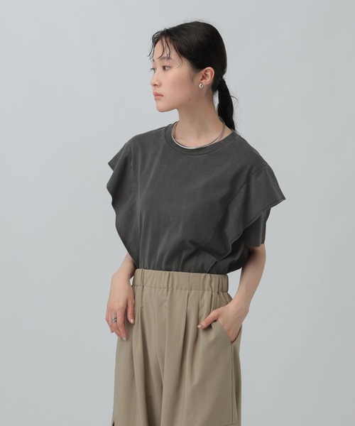 LEPSIM（レプシィム）の「ピグメントフリル5分袖プルオーバー　574404（Tシャツ/カットソー・レディース・オフホワイト/チャコールグレー/グレイッシュベージュ・FREE）」の11枚目の写真