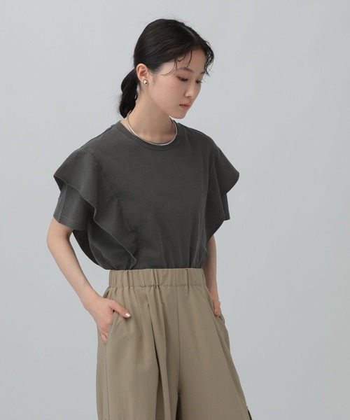 LEPSIM（レプシィム）の「ピグメントフリル5分袖プルオーバー　574404（Tシャツ/カットソー・レディース・オフホワイト/チャコールグレー/グレイッシュベージュ・FREE）」の12枚目の写真