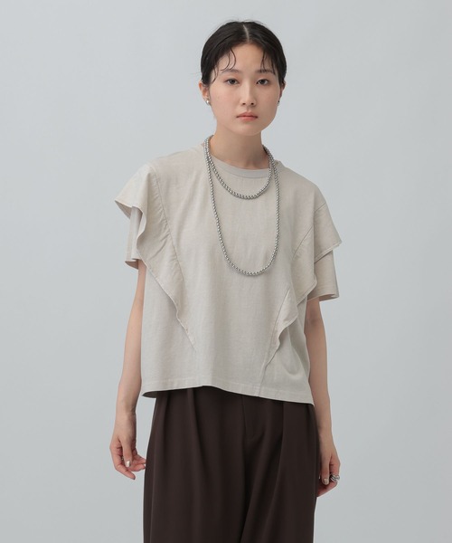 LEPSIM（レプシィム）の「ピグメントフリル5分袖プルオーバー　574404（Tシャツ/カットソー・レディース・オフホワイト/チャコールグレー/グレイッシュベージュ・FREE）」の16枚目の写真