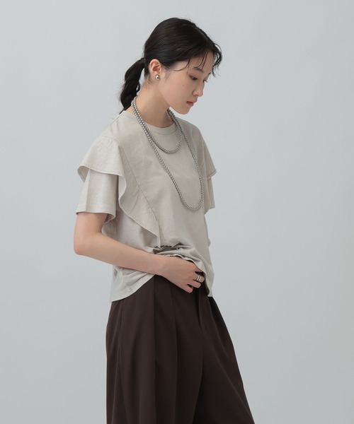 LEPSIM（レプシィム）の「ピグメントフリル5分袖プルオーバー　574404（Tシャツ/カットソー・レディース・オフホワイト/チャコールグレー/グレイッシュベージュ・FREE）」の17枚目の写真