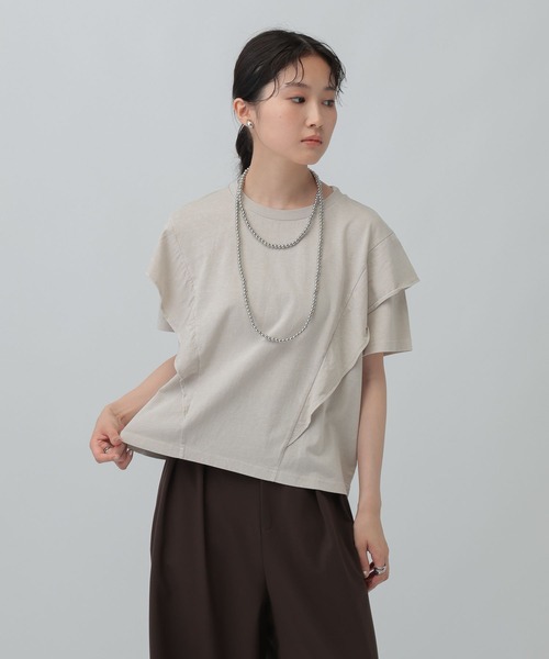 LEPSIM（レプシィム）の「ピグメントフリル5分袖プルオーバー　574404（Tシャツ/カットソー・レディース・オフホワイト/チャコールグレー/グレイッシュベージュ・FREE）」の18枚目の写真