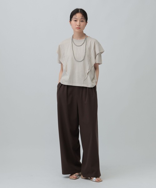 LEPSIM（レプシィム）の「ピグメントフリル5分袖プルオーバー　574404（Tシャツ/カットソー・レディース・オフホワイト/チャコールグレー/グレイッシュベージュ・FREE）」の19枚目の写真