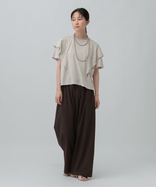 LEPSIM（レプシィム）の「ピグメントフリル5分袖プルオーバー　574404（Tシャツ/カットソー・レディース・オフホワイト/チャコールグレー/グレイッシュベージュ・FREE）」の21枚目の写真