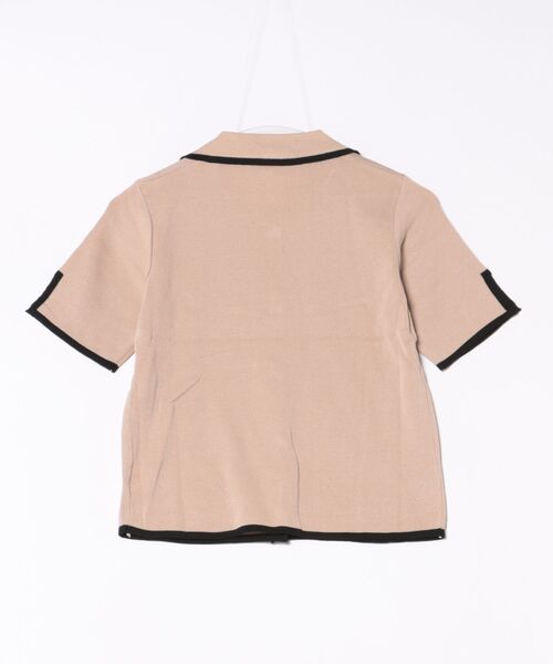 Sibra(シブラ)の「配色パイピングショートシャツ(Tシャツ/カットソー・レディース・ブラック/ベージュ/ホワイト・M)」の4枚目の写真
