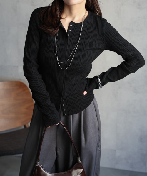 セール】スナップボタンリブニットカーディガン《動画あり