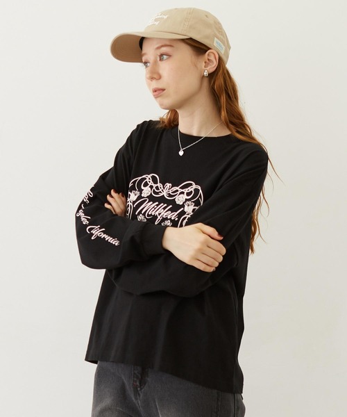 MILKFED.(ミルクフェド)の「HEART AND ROSE L/S TEE(Tシャツ/カットソー・レディース・ブラック/ライトピンク/ホワイト・M/L)」の2枚目の写真