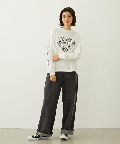 MILKFED.(ミルクフェド)の「HEART AND ROSE L/S TEE(Tシャツ/カットソー・レディース・ブラック/ライトピンク/ホワイト・M/L)」の21枚目の写真
