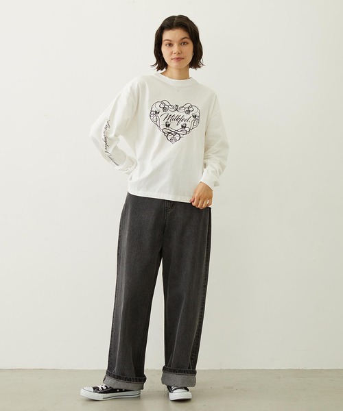 MILKFED.(ミルクフェド)の「HEART AND ROSE L/S TEE(Tシャツ/カットソー・レディース・ブラック/ライトピンク/ホワイト・M/L)」の22枚目の写真
