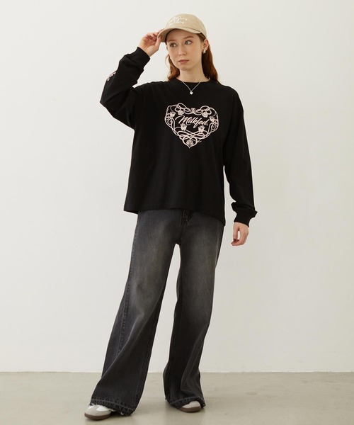 MILKFED.(ミルクフェド)の「HEART AND ROSE L/S TEE(Tシャツ/カットソー・レディース・ブラック/ライトピンク/ホワイト・M/L)」の7枚目の写真