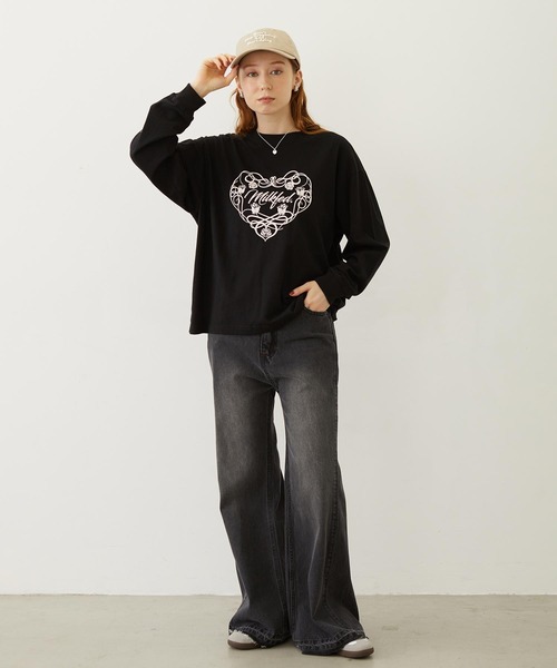 MILKFED.(ミルクフェド)の「HEART AND ROSE L/S TEE(Tシャツ/カットソー・レディース・ブラック/ライトピンク/ホワイト・M/L)」の10枚目の写真