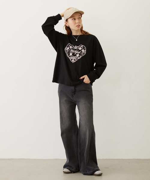 MILKFED.(ミルクフェド)の「HEART AND ROSE L/S TEE(Tシャツ/カットソー・レディース・ブラック/ライトピンク/ホワイト・M/L)」の11枚目の写真