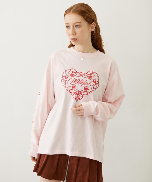 MILKFED.(ミルクフェド)の「HEART AND ROSE L/S TEE(Tシャツ/カットソー・レディース・ブラック/ライトピンク/ホワイト・M/L)」の12枚目の写真