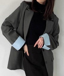 [肩パット入り]シャツレイヤードジャケット