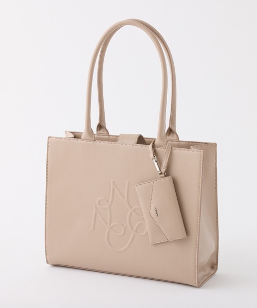 A4サイズ収納/ロゴモチーフエンボストートバッグ（トートバッグ）｜one