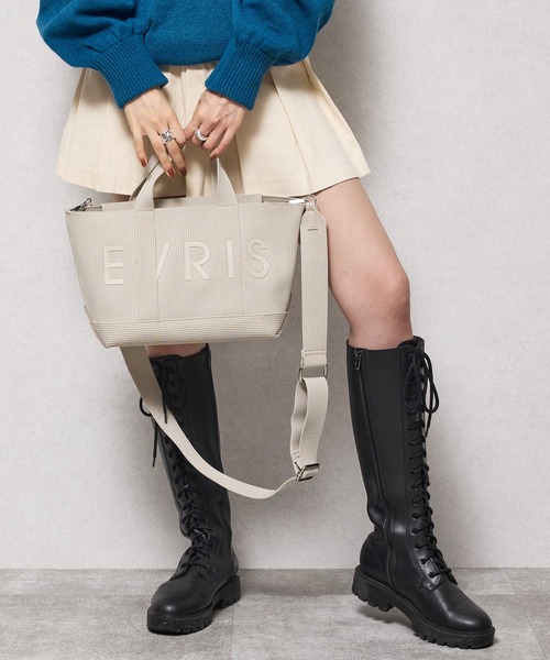 EVRIS(エヴリス)の「【EVRIS/エブリス】ロゴリブニット ミニトートバッグ/500mlペットボトル収納可(トートバッグ・レディース・ベージュ/ブラック・FREE)」の19枚目の写真