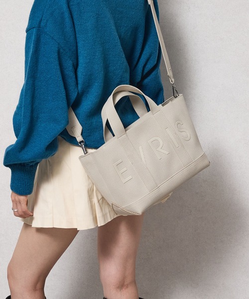 EVRIS(エヴリス)の「【EVRIS/エブリス】ロゴリブニット ミニトートバッグ/500mlペットボトル収納可(トートバッグ・レディース・ベージュ/ブラック・FREE)」の21枚目の写真