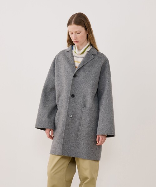 ノーカラーウールコート イタリア生地 キモノスリーブ 厚手 handmade ノーカラーウールコート イタリア生地 キモノスリーブ 厚手 handmade