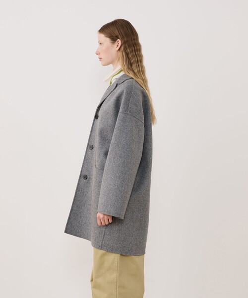 ノーカラーウールコート イタリア生地 キモノスリーブ 厚手 handmade