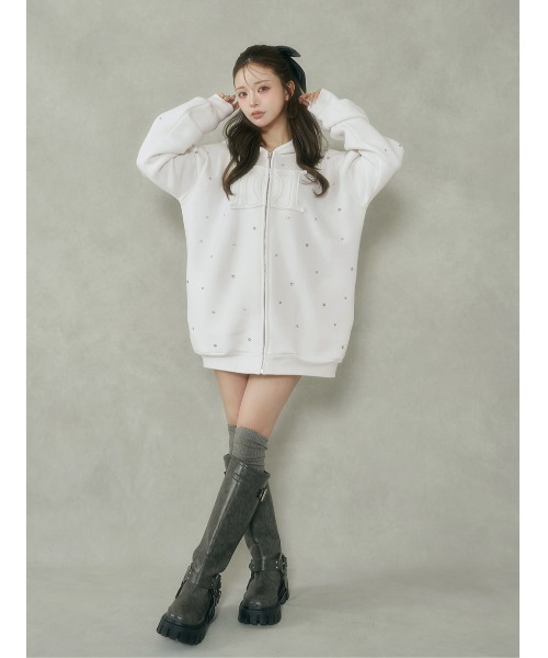 Darich♡DDロゴビジュージップパーカー♡グレー DDロゴビジュー
