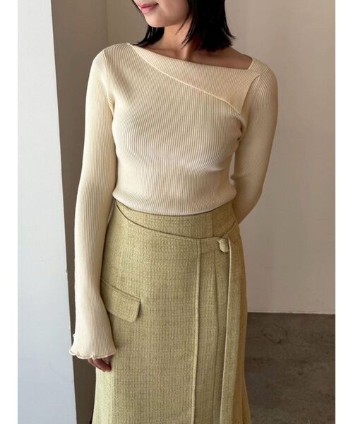 LAGUNAMOON（ラグナムーン）の「ツイードアシメナローフレアスカート（スカート・レディース・アイボリー/ライトグレー/イエロー・SMALL/MEDIUM）」の3枚目の写真