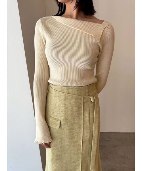 LAGUNAMOON（ラグナムーン）の「ツイードアシメナローフレアスカート（スカート・レディース・アイボリー/ライトグレー/イエロー・SMALL/MEDIUM）」の8枚目の写真