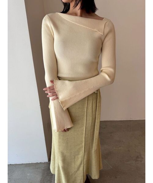 LAGUNAMOON（ラグナムーン）の「ツイードアシメナローフレアスカート（スカート・レディース・アイボリー/ライトグレー/イエロー・SMALL/MEDIUM）」の9枚目の写真