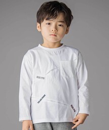 BeBe Petits Pois Vert（ベベプチポワヴェール）の「タックプリーツ刺しゅうロングTシャツ（Tシャツ/カットソー）」
