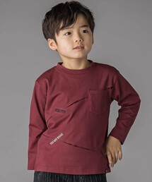 BeBe Petits Pois Vert（ベベプチポワヴェール）の「タックプリーツ刺しゅうロングTシャツ（Tシャツ/カットソー）」