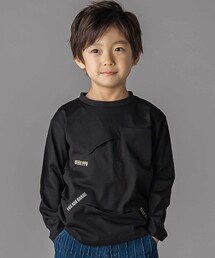 BeBe Petits Pois Vert（ベベプチポワヴェール）の「タックプリーツ刺しゅうロングTシャツ（Tシャツ/カットソー）」