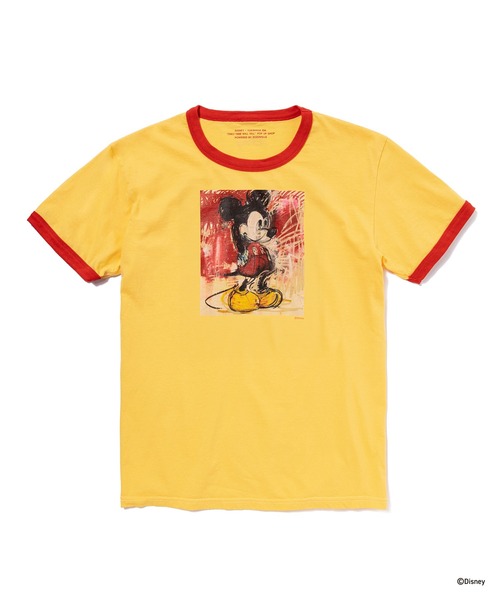 Disney(ディズニー)の「MICKEY MOUSE / RINGER T-SHIRT A(Tシャツ/カットソー・メンズ・イエロー・S/M/SHORT)」の1枚目の写真