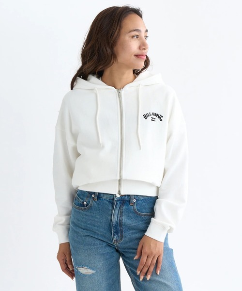 BILLABONG フード付きホワイトパーカー BILLABONG レディース HOOD LOGO ZIP PARKA パーカー 【2025年秋冬