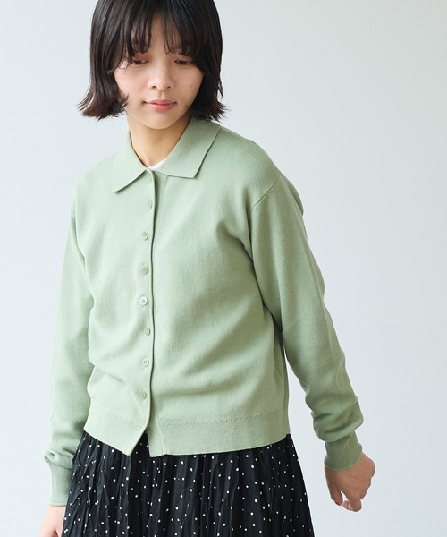 bulle de savon（ビュルデサボン）の「△14G mochi mochi cotton polo カーディガン（カーディガン/ボレロ・レディース・カーキ/ブルーグレー/ブラウン・FREE）」の14枚目の写真