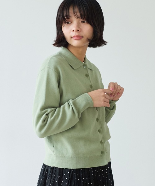 bulle de savon（ビュルデサボン）の「△14G mochi mochi cotton polo カーディガン（カーディガン/ボレロ・レディース・カーキ/ブルーグレー/ブラウン・FREE）」の15枚目の写真