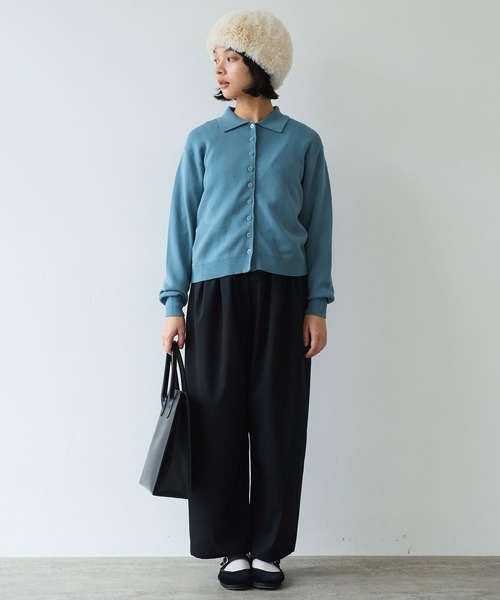 bulle de savon（ビュルデサボン）の「△14G mochi mochi cotton polo カーディガン（カーディガン/ボレロ・レディース・カーキ/ブルーグレー/ブラウン・FREE）」の8枚目の写真