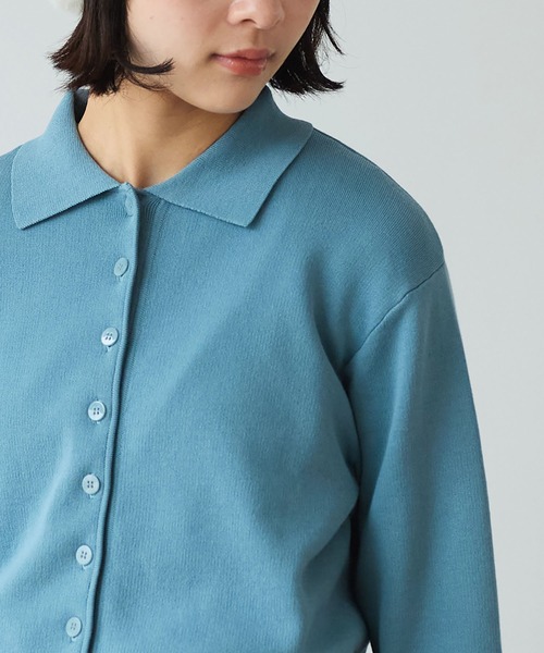 bulle de savon（ビュルデサボン）の「△14G mochi mochi cotton polo カーディガン（カーディガン/ボレロ・レディース・カーキ/ブルーグレー/ブラウン・FREE）」の6枚目の写真