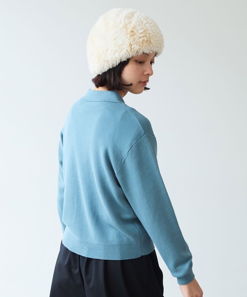 bulle de savon（ビュルデサボン）の「△14G mochi mochi cotton polo カーディガン（カーディガン/ボレロ・レディース・カーキ/ブルーグレー/ブラウン・FREE）」の7枚目の写真