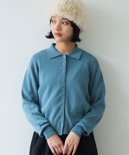 bulle de savon（ビュルデサボン）の「△14G mochi mochi cotton polo カーディガン（カーディガン/ボレロ・レディース・カーキ/ブルーグレー/ブラウン・FREE）」の4枚目の写真