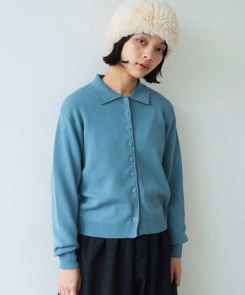 bulle de savon（ビュルデサボン）の「△14G mochi mochi cotton polo カーディガン（カーディガン/ボレロ・レディース・カーキ/ブルーグレー/ブラウン・FREE）」の5枚目の写真
