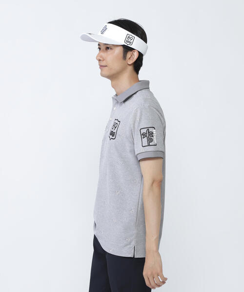 PEARLY GATES】ストレッチカノコアンカージャガード半袖ポロシャツ