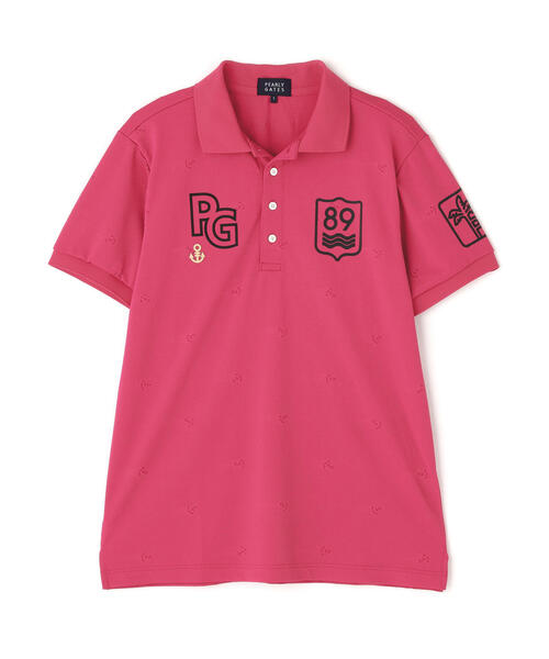 PEARLY GATES】ストレッチカノコアンカージャガード半袖ポロシャツ