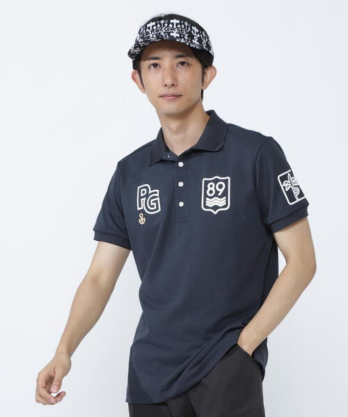 PEARLY GATES】ストレッチカノコアンカージャガード半袖ポロシャツ