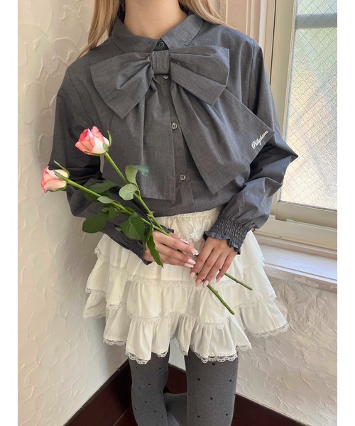 WEGO(ウィゴー)の「ビッグリボンブラウス(シャツ/ブラウス・レディース・グレー/ピンク/ホワイト・FREE)」の3枚目の写真