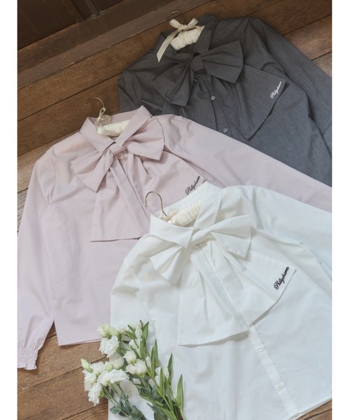 WEGO(ウィゴー)の「ビッグリボンブラウス(シャツ/ブラウス・レディース・グレー/ピンク/ホワイト・FREE)」の22枚目の写真