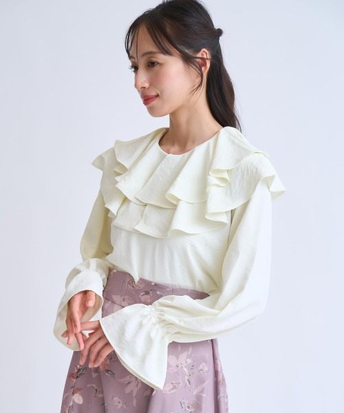 NOELA(ノエラ)の「フリルカラーブラウス(シャツ/ブラウス・レディース・ベージュ/オフホワイト/グレー・フリー)」の13枚目の写真