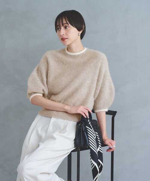 フォックスカシミヤ パフ ハーフスリーブ ニット（ニット