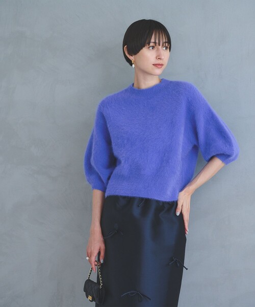 新品 UNITED ARROWS フォックスカシミヤ パフハーフスリーブニット UNITED ARROWS ニット セーター フォックスカシミヤ パフ ハーフ