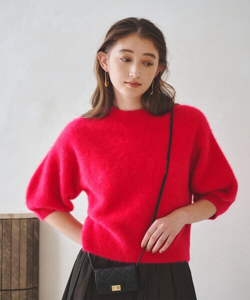 フォックスカシミヤ パフ ハーフスリーブ ニット（ニット