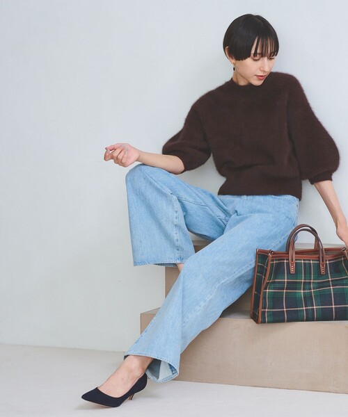 フォックスカシミヤ パフ ハーフスリーブ ニット（ニット